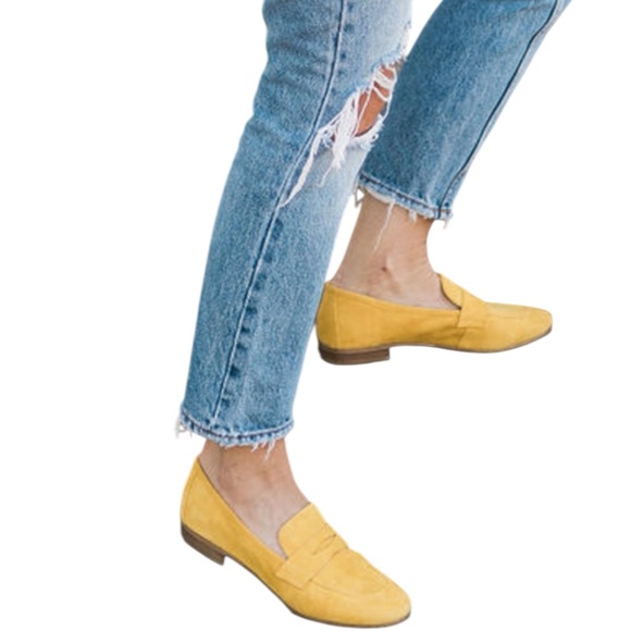 MARC FISHER LTD YELLOW SUEDE CHANGE  LOAFERS SZ 9 MED NWOT - Picture 1 of 13